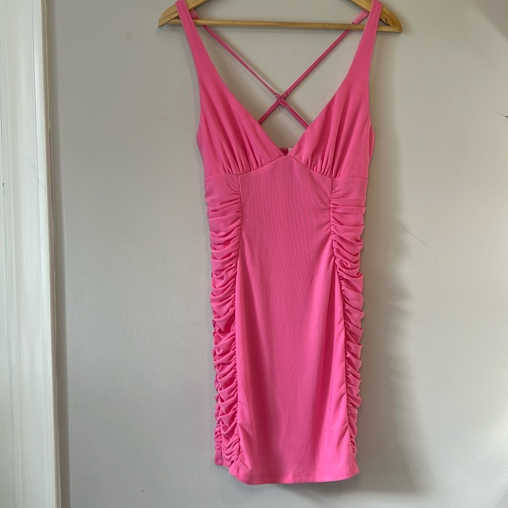 PRINCESS POLLY Pink Fitted Bodycon Mini Dress Homecoming Prom Party Size 6